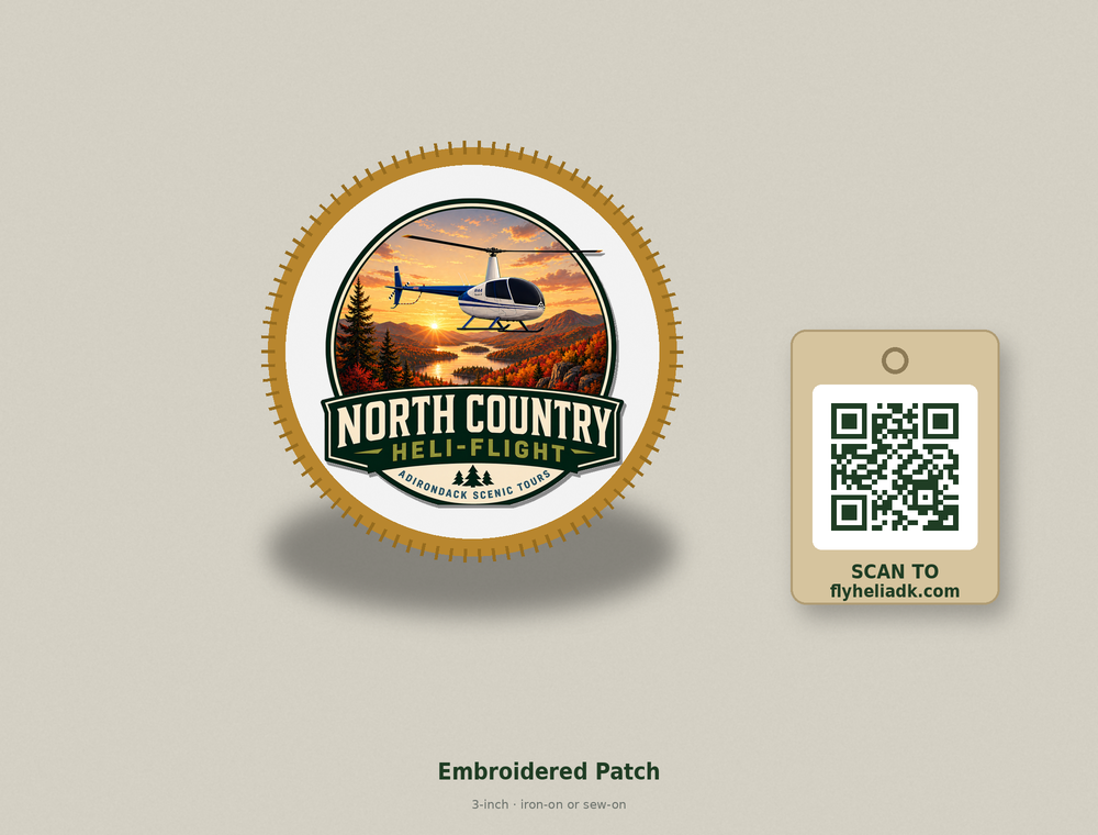 North Country Heli Flight embroidered iron-on patch with the NCHF logo
